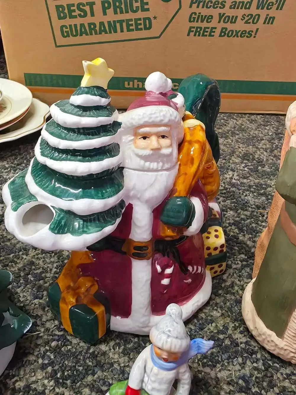 Vintage Ceramic Santa Claus Christmas Tree Teapot